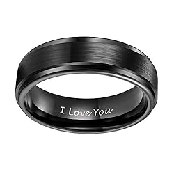 6mm Tungsten Carbide Wedding Rings Men Women Black
