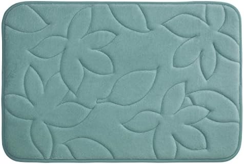 Bounce Comfort Blowing Leaves Memory Foam Bath Mat, 20 by 34", Marine Blue