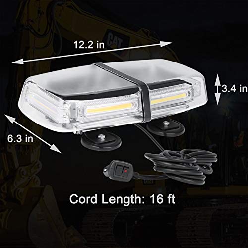 12V 24V High Visibility COB LED Strong Magnetic Trucks Amber Strobe Light Bar, WOWTOU Hazard Warning Emergency Flashing Beacon for Snow Plows Tractors Construction Vehicles Roof Top Safety Lighting - Thumbnail 5