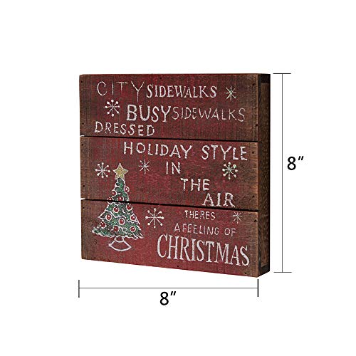 YK Decor Christmas Wood Plaque Decorative Wall Plaque Sign with Saying Rustic Pallet Wall Art Sign (Color C-8x8)