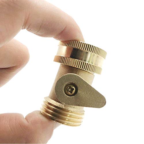 Garden Hose Brass Shut Off Valve, 3/4'' Thread Heavy Duty Water Hose Connector Shutoff Ball Valve Faucet Hose Adapter