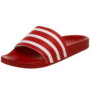 Image of adidas Men's Adilette Slide Sandal,Scarlet/White/Scarlet,5 M US
