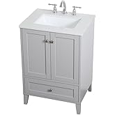 HomeStock Bathroom Vanity 24 Inch Grey, Modern Vanity with Marble Countertop & Sink