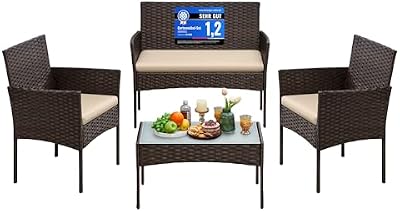 Balkonmöbel, Gartenmöbel-Set, aus PE-Polyrattan, Lounge-Set, Terrassenmöbel, Outdoor, für Terrasse, Balkon, Garten, braun-Taupe GGF004K05