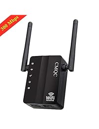 Extensor de rango WiFi, 300 Mbps inalámbrico WiFi repetidor de señal Booster Router 2,4 GHz amplificador de banda con 2 antena externa WPS (actualizado), Negro