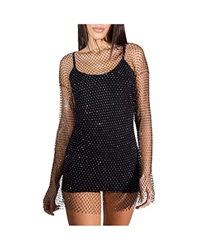 Womens Dresses Amazon Fishnet Dress Fstrend Rhinestone Mesh Dress - Main Image