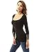 PattyBoutik Women Square Neck 3/4 Sleeve Eyelet Blouse (Black Small)