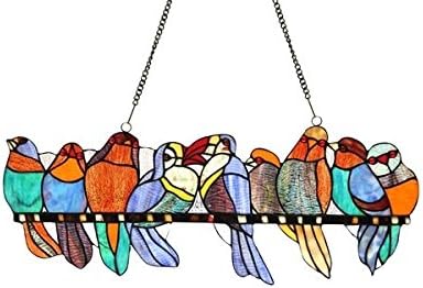 Stained Glass Birds Tiffany Style Window Panel
