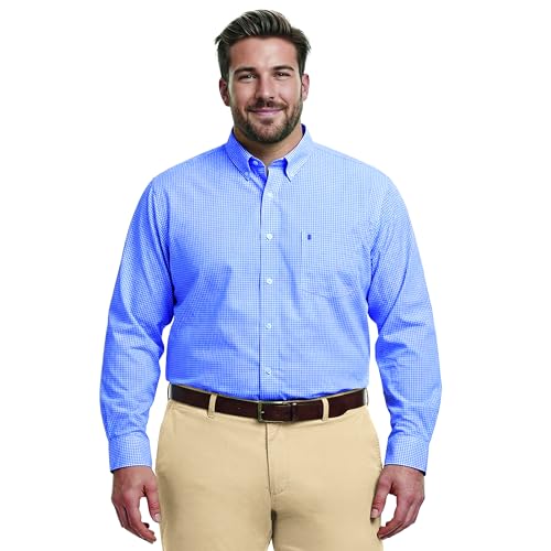 Izod Men's Big and Tall Performance Comfort Long Sleeve Plaid Button Down, Corn…