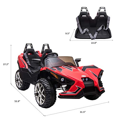 BAHOM Kids Ride On Car 2 Seats with Remote Control, 12V Kids Electric Vehicle with Manual/Parental Modes, Light/MP3/Volume Control (red)