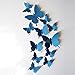 Fullkang 12 pcs Decal Butterflies 3D Mirror Wall Stickers Wall Art Home Decors (Blue)