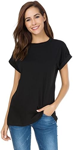 Women's Crew Neck Loose T-Shirt with Sequin Inserts Summer Casual Tops