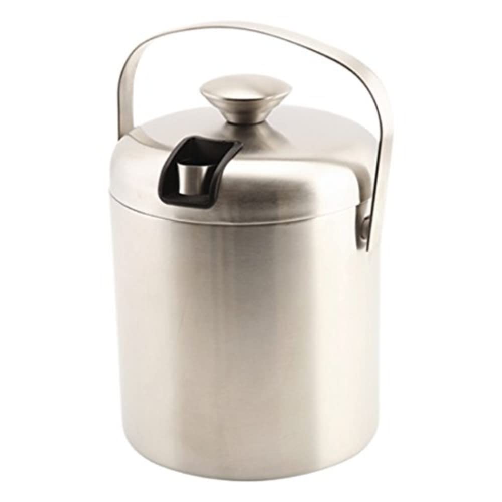 Genware NEV-ICBKT Stainless Steel Ice Bucket and Tong, Insulated, 1.2 L