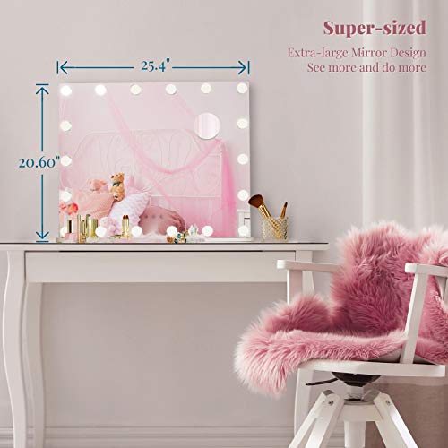LUXFURNI Vanity Mirror with Makeup Lights, Large Hollywood Light up