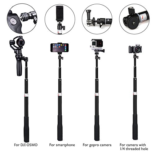 AxPower Light Aluminum Selfie Stick Monopod Telescope Pole with Tripod Stand for DJI OSMO Mobile 2 GoPro 4 5 6 7 and Cellphones