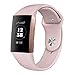Pedfsy Band Compatible Fitbit Charge 3 & Charge 3 SE, Soft Silicone Strap Replacement Sport Wristband Bracelet for Fitbit Charge 3 Watch, Small, Sand Pink