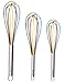 Silicone Whisk Set - Non-Scratch Set of 3 - Mini & Small Sizes - Stainless Steel Whisk - Cookware Wisking Tool