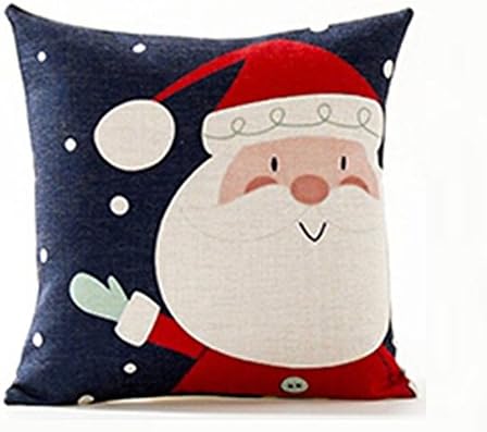 ONECH Cotton Linen Cute Santa Claus Reindeer Snowman Snowflake Christmas Tree Little House Bird Gift Ho Ho Ho Merry Christmas & Happy New Year Design Throw Pillow Case