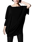 Allegra K Women Boat Neck Batwing Sleeves Oversized Tunic Top
