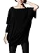 Allegra K Women Boat Neck Batwing Sleeves Oversized Tunic Top