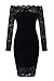 Shawhuwa Womens Sexy Floral Lace Sheer Off Shoulder Bodycon Mini Dress M Black 7