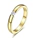 Women's Stainless Steel Single CZ Cubic Zirconia Ring for Wedding Engagement,3mm,Size 6 to 10