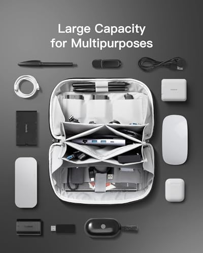 TERRIFI Electronics Organizer Travel Case - Waterproof Tech Pouch, Large Travel-Friendly Bag for Electronic Accessories, Cable, Cord, Charger, Phone - Ideal Tech Organizer for On-the-Go
