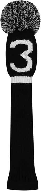 Scott Edward Knitted Golf Head Covers 3Pcs Driver Woods Fairway Hybrids Black view 4
