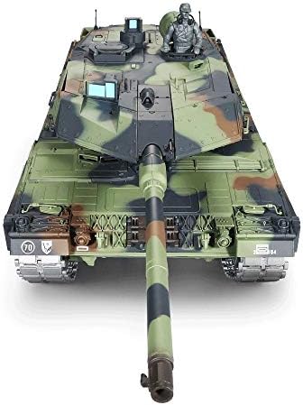 Toixeyy 2.4Ghz RC Tank Toy Car German Leopard 2A6 Metal Crawler Can Launch Boy Remote Control Car Kids Radio Controlled 320° Rotating Turret Recoil Artillery Shoots Model Tank