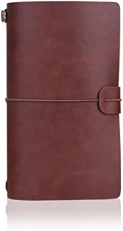 LANGSHOP HOUSWOUKER Handmade PU Leather Travelers Notebook Journal Refillable Writing Diary Notepad with A Bookmark for Men&amp;Women
