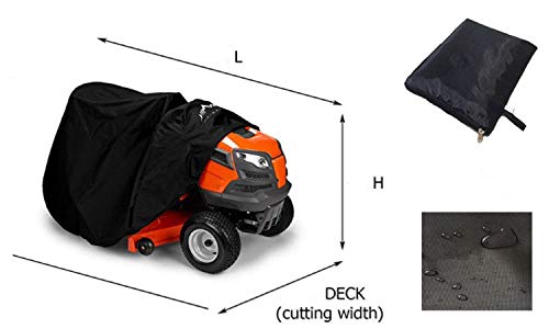QZY Lawn Tractor Cover Heavy Duty 210D Polyester Tractor Cover Durable Waterproof Universal Fit Drawstring Storage Bag Fits Decks Up to 54 Inches L67xW24xH46 - Thumbnail 3