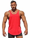 Physique Bodyware Mens Blank Y Back Stringer Tank Top. Built In America (Small, Red)