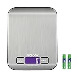 FIXBODY Digital Kitchen Scale Multifunction Food Scale, 11 lb / 5 kg,Stainless Steel,Silver (Batteries Included)