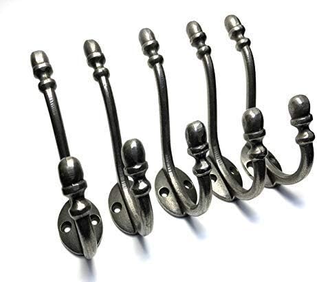 Oakcrafts - Antique Acorn Design Cast Iron Coat Hook - 5" / 130mm - Pack of 5 Hooks, Grey