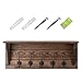 Oyeye Wall Mounted Coat Rack Shelf, Brown Rustic Wooden 24'' Entryway Coat Hooks 5 Rustic Hooks for Bathroom Living Room Bedroom and Kitchen (Solid Pine Wood)