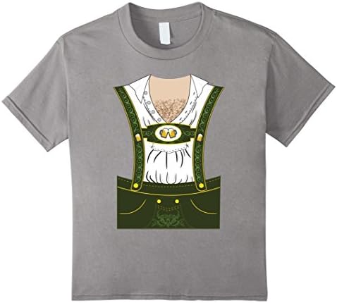 Kids Lederhosen Costume Shirt for Men - Oktoberfest Party Tee 4 Slate