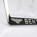 100% Stainless Steel Bentley Laser Engrave Chrome Mirror Polish License Plate Frame Holder with Logo Steel Screw Caps