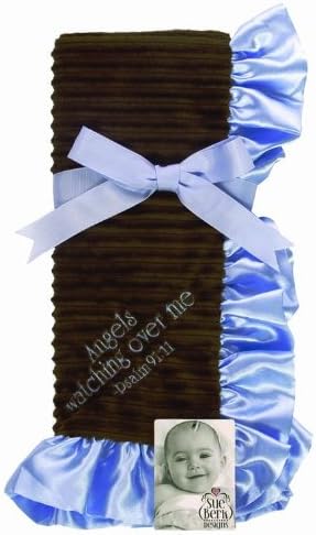 Sue Berk Designs Angels Watch Over Me Baby Blanket, Blue/Brown
