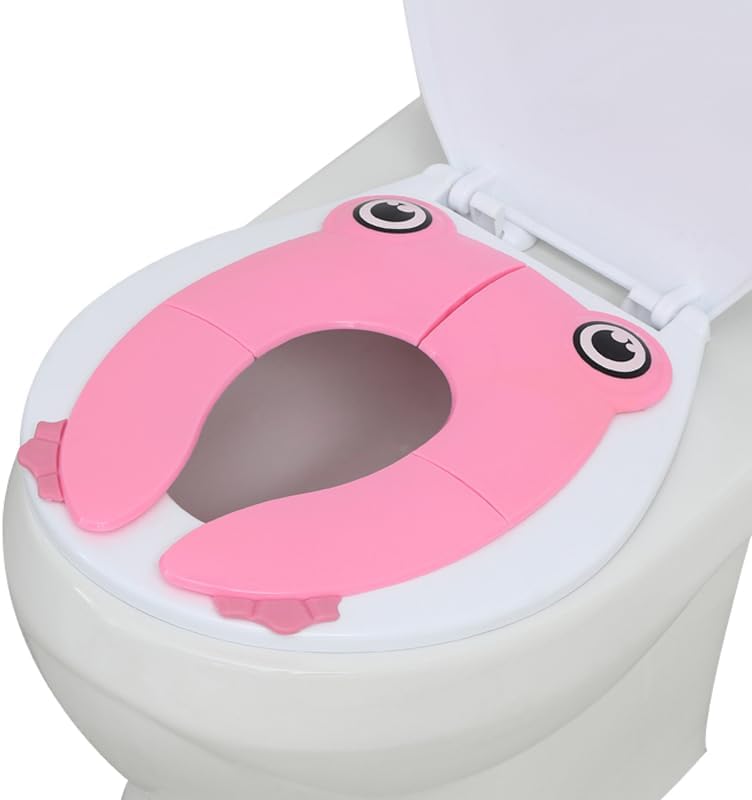 PandaEar Folding Travel Toilet Seat for Children Pink Non-Slip Pads