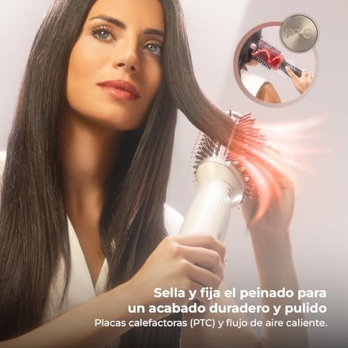 Cepillo de Aire Moldeador con Placa Calefactora Air DryBold Elite. 1200W, 3 Modos: seca, moldea y alisa, Tecnología Iónica, Revestimiento de Cerámica, Función Aire Frío, Punta Fría