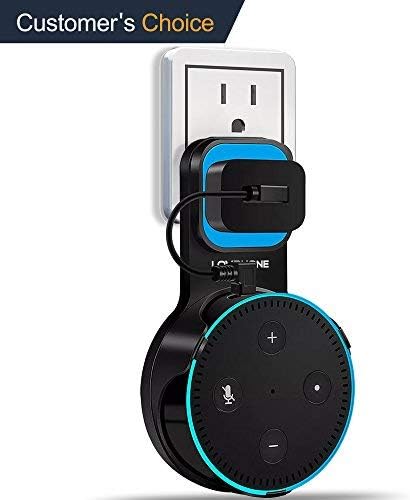 LOVPHONE Outlet Wall Mount Hanger Stand for Amazon Alexa Echo Dot 2nd Generation,Space-Saving for Your Smart Home Speakers Without Messy Wires or Screws - Short Charging Cable Included (Black)