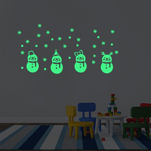 Decor Stick, coersd Christmas Glow Snowman Wall Stickers Living Room Luminous Stickers Window Decor