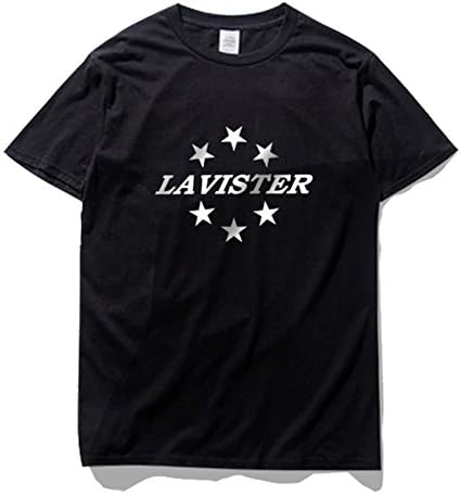 CheZEN Mens Cotton Stars Letters Prints Casual Short-sleeve T-shirt Black M