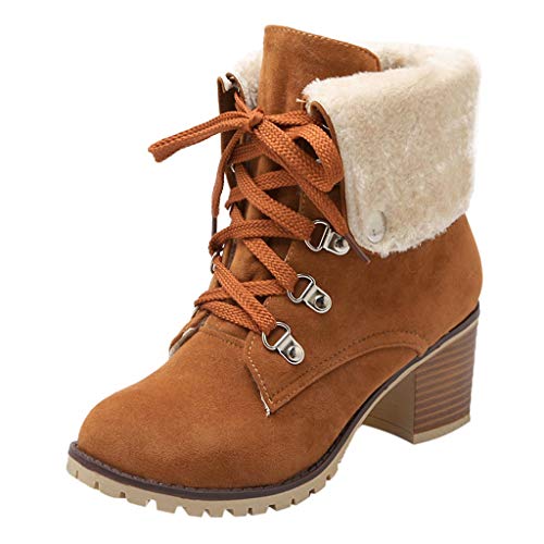Gibobby Snow Boots for Women Faux Ankle Boots Solid Pointed Toe 並行輸入品 Winter chunky snow waterproof ladies snow boots - Stay Warm