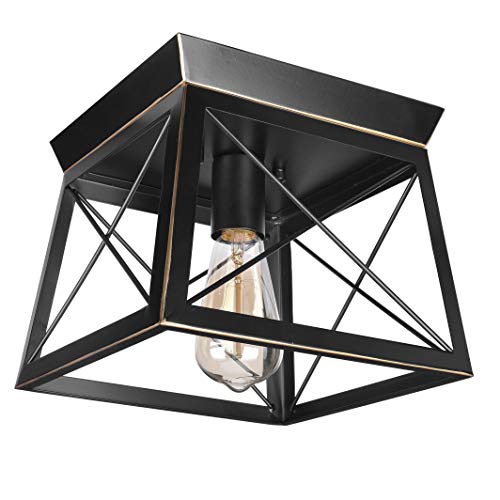 HMVPL Industrial Pendant Lighting Fixtures,Farmhouse Flush Mount Close to Ceiling Light Mini Ceiling Lamp One-Light for Kitchen Island Dining Room Bedroom Foyer Hallway