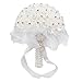 AerWo Bridal Bouquets - White Wedding Flower Bouquet Handmade Rose Rhinestone Pearl Bridal Bouquet Artificial Silk Flower with Lace - Being the Most Beautiful Bride
