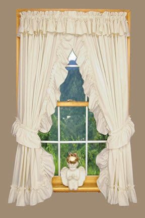 Heather Ruffled Priscilla Window Curtains Pair 174 Inch W by 63 Inch L, Natural
