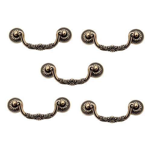 Mgoodoo 5Pcs Door Handle Furniture Knobs Pull for Kitchen Cabinets Cupboard Closet Farmhouse Nordic Simple Style Vintage Antique Bronze 125mm