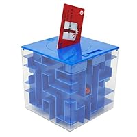 MooToys Money and Gift Card Maze Puzzle Box. Cool Brain Teasers for Kids, Boys, Girls, Teens and Adults, Perfect Gag Gifts (Blue)