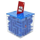 MooToys Money and Gift Card Maze Puzzle Box. Cool Brain Teasers for Kids, Boys, Girls, Teens and Adults, Perfect Gag Gifts (Blue)